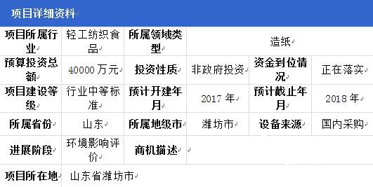 山東濰坊市年產(chǎn)11萬噸集束包裝紙板項目