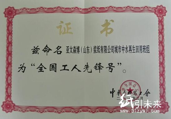 亞太森博(山東)漿紙有限公司全國(guó)工人先鋒號(hào)