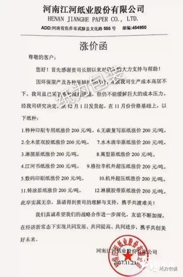6張漲價(jià)函